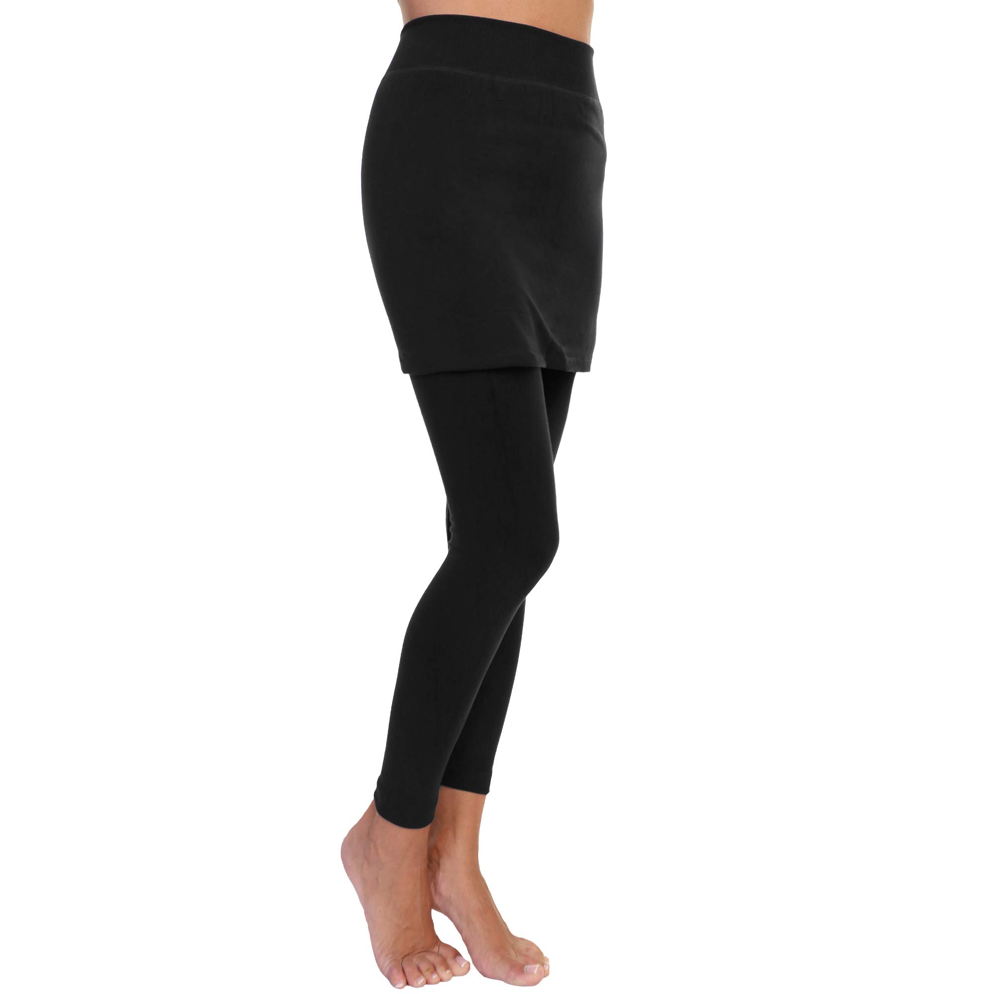 Angelina Women's Cotton Comfort High Waisted Leggings with Mini Skirt - Image 3
