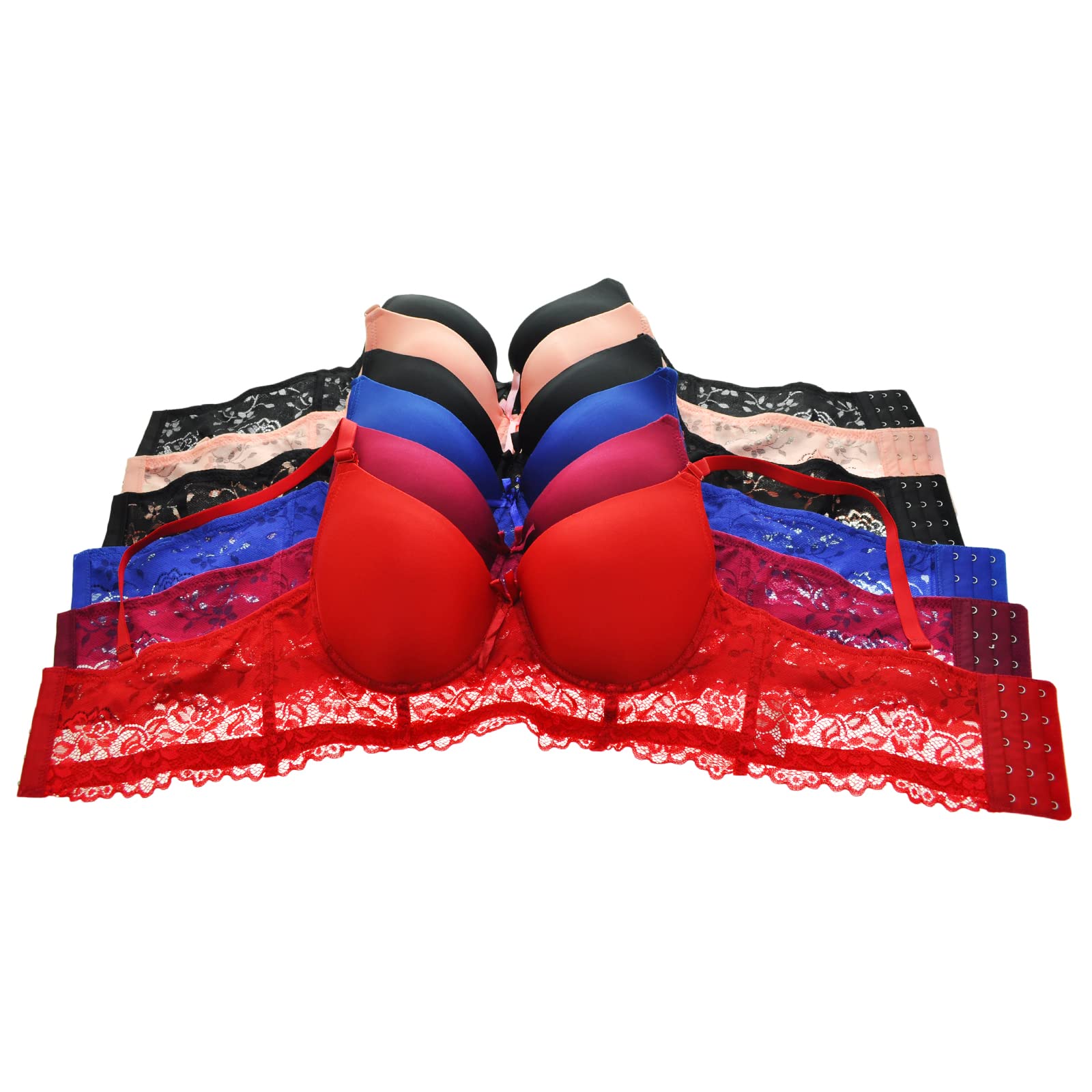 Angelina Women's Matching Wired T-Shirt Bras with Rose Lace Wings and Lace Cheeky Boxer Panties (Sold Separately) - Image 6