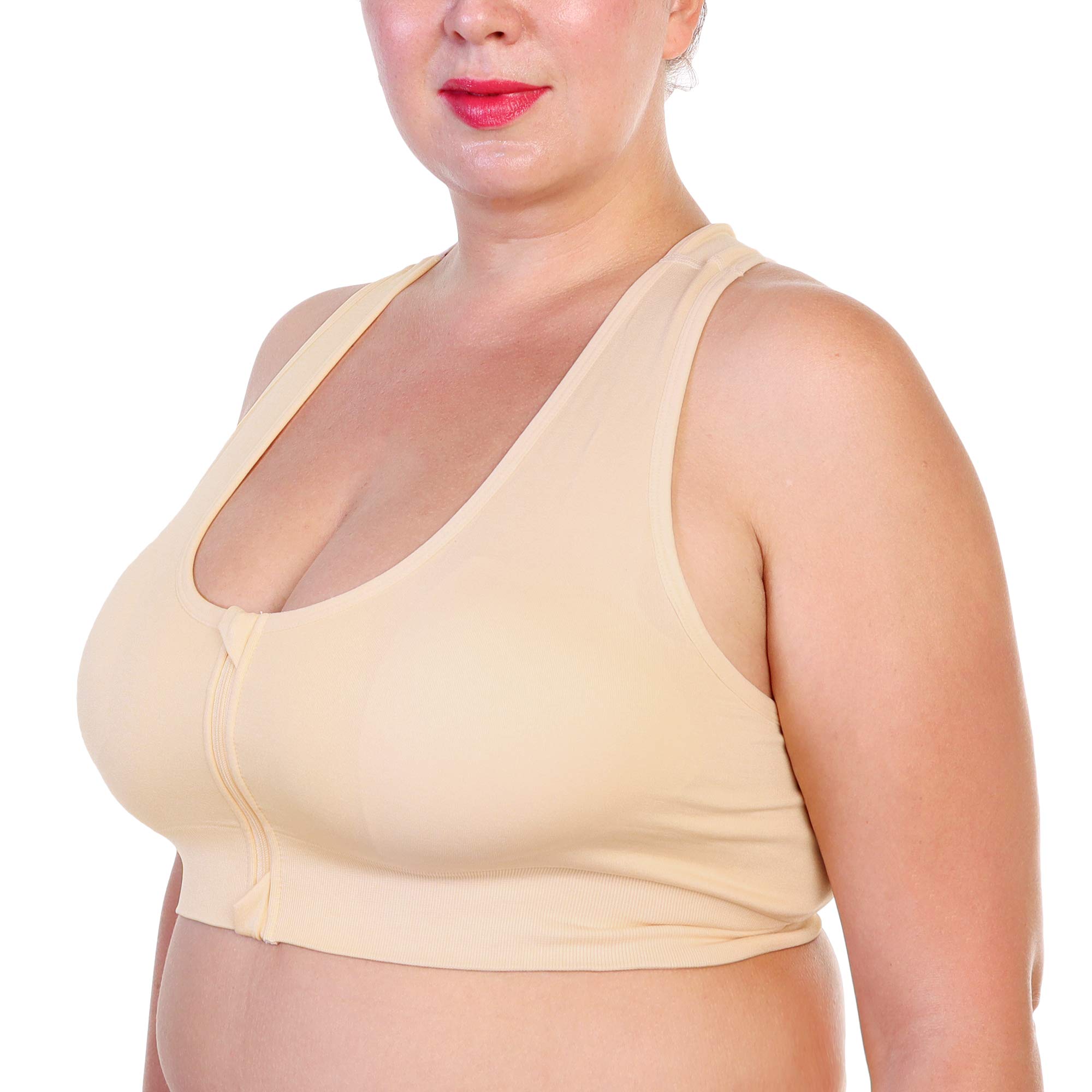Angelina Women's Seamless Extended Size Bra with Hook-and-Eye or Zip-Up Front Closure (3-Pack) - Image 3
