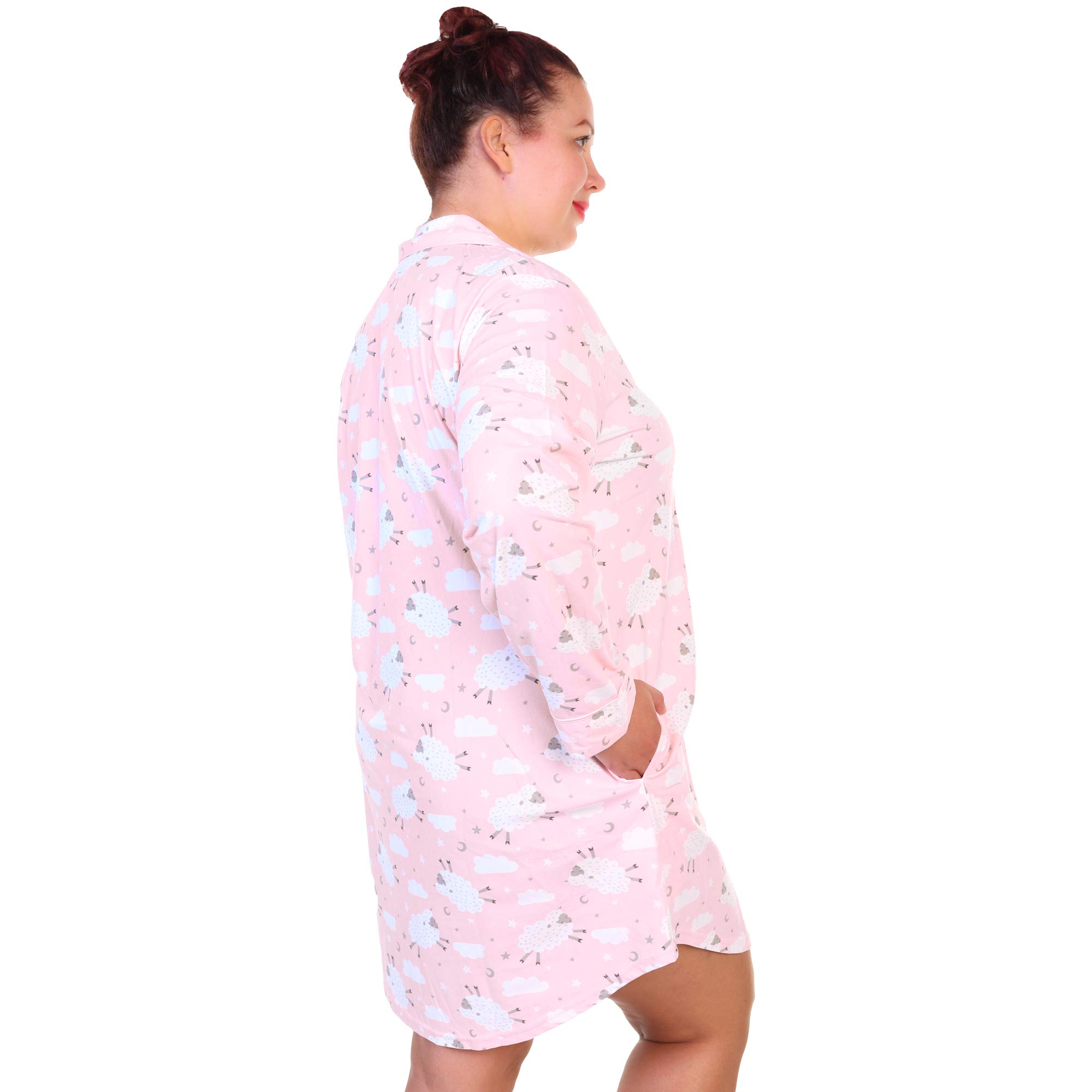 Angelina Women's Soft and Comfy Button Down Sleep Shirt Dress Nightgown - Image 4